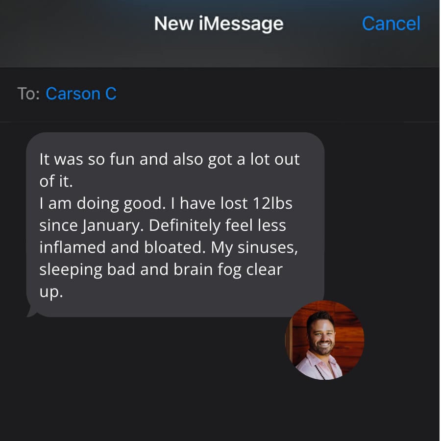 iMessage draft to Carson C about improved health