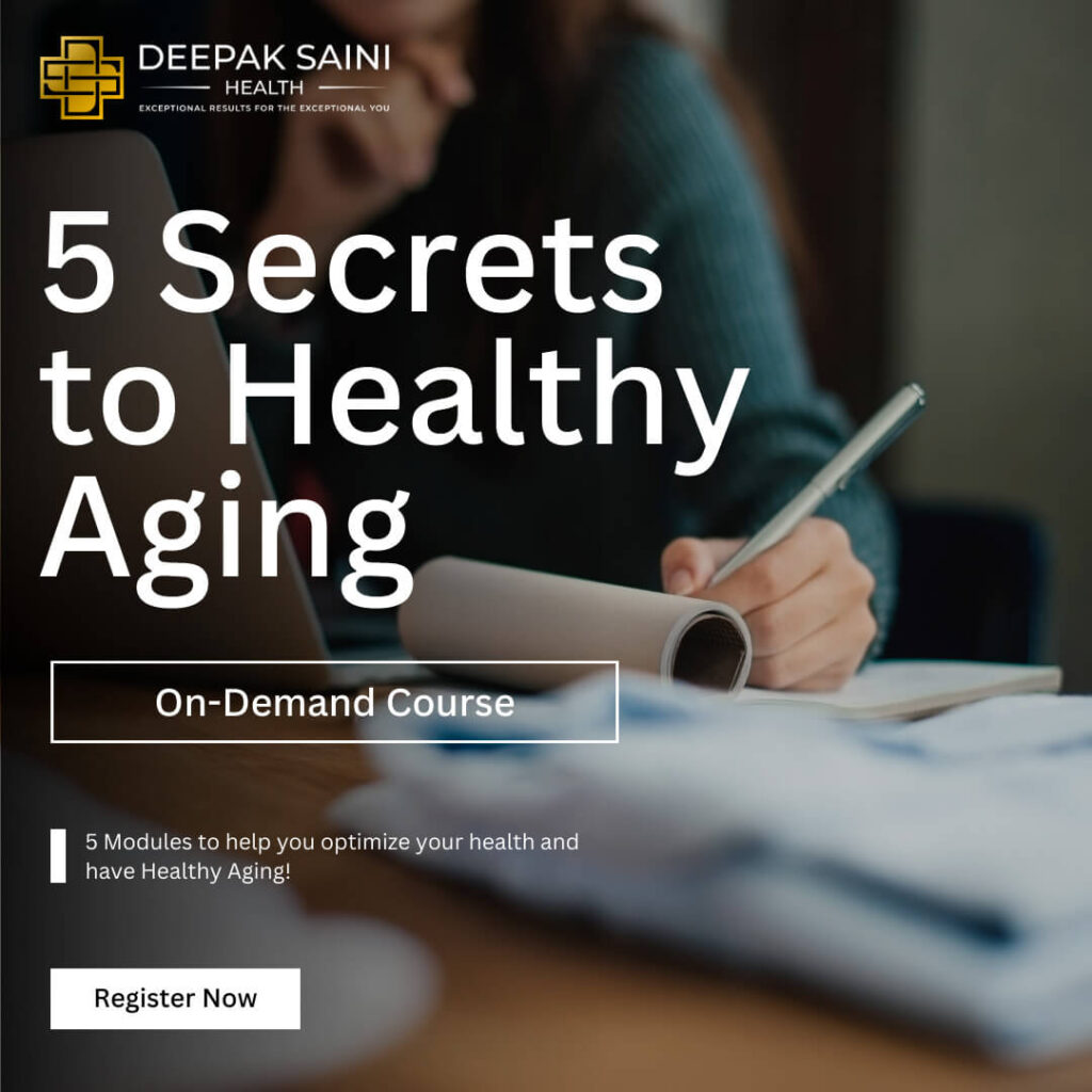 Healthy aging course advertisement by Deepak Saini Health