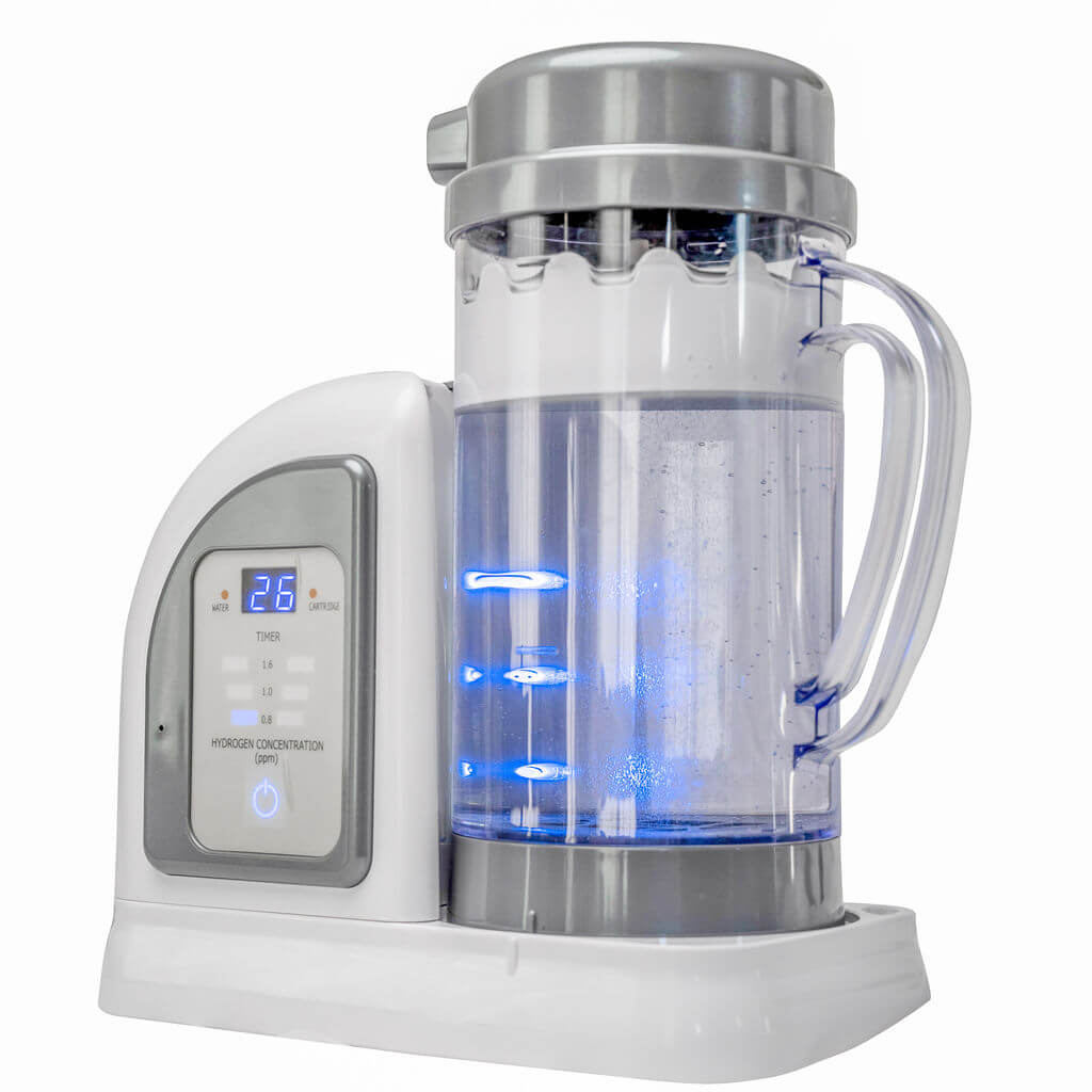 Hydrogen water generator with illuminated clear pitcher
